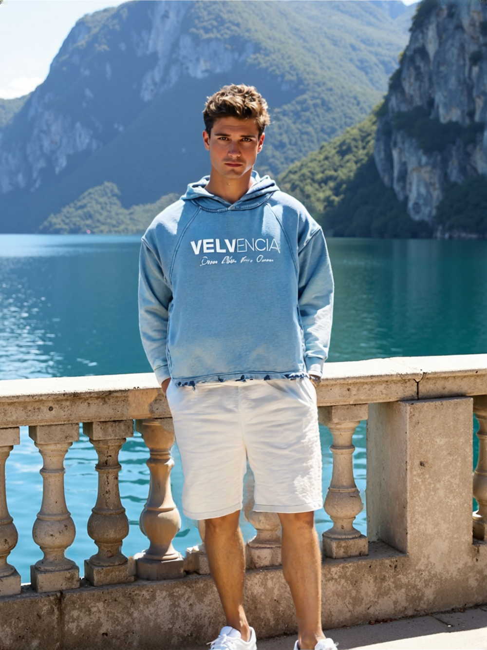 Vintage Washed Frayed-Hem Hoodie