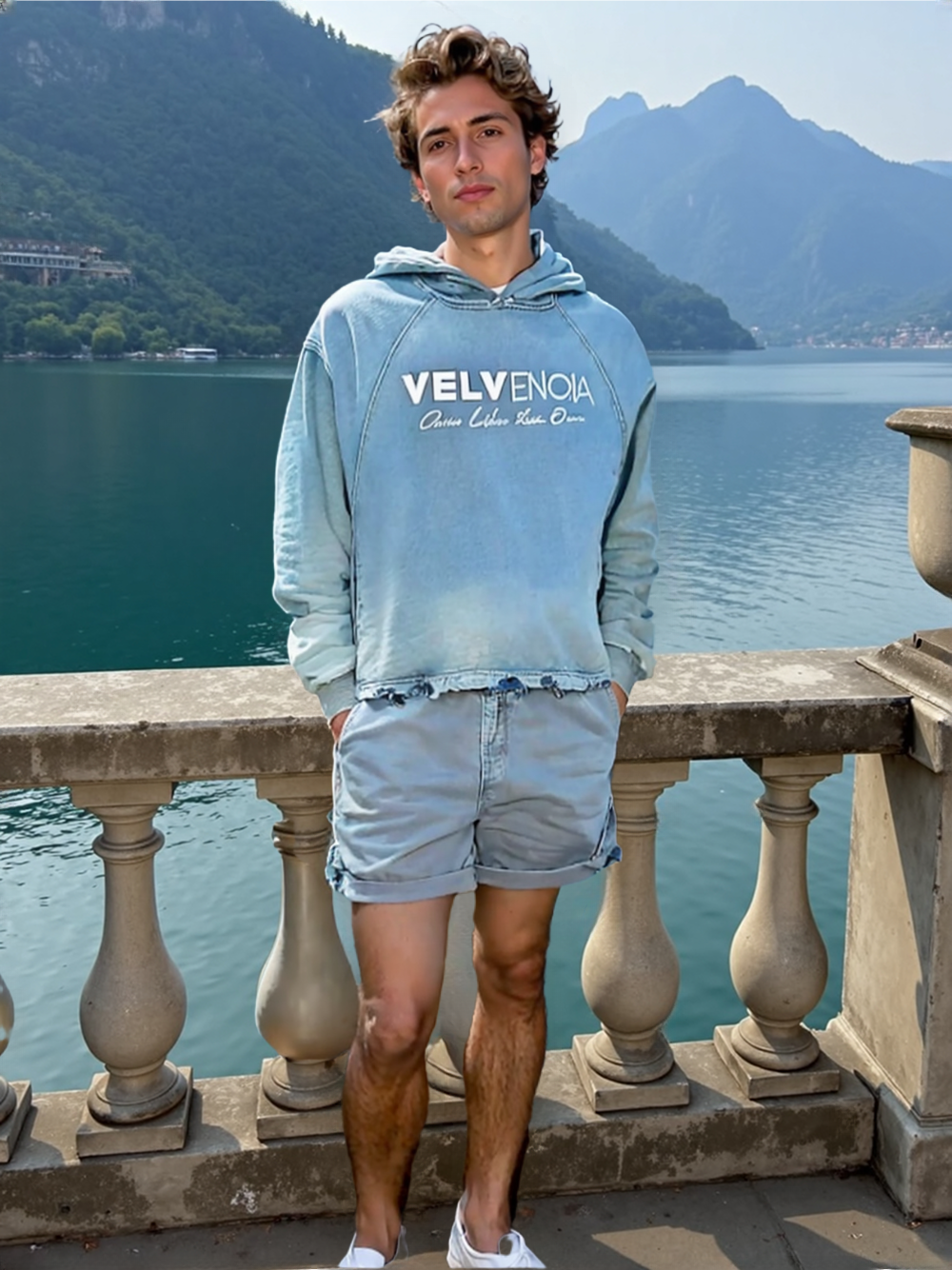 Vintage Washed Frayed-Hem Hoodie