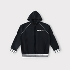 Striped Trim Zip-Up Hoodie