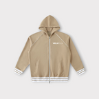 Striped Trim Zip-Up Hoodie