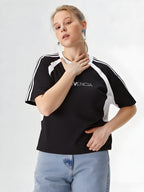 Contrast Stripes Panel Mesh T-shirt