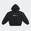 Contrast-Stitched Boxy Fleece Hoodie