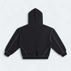 Contrast-Stitched Boxy Fleece Hoodie
