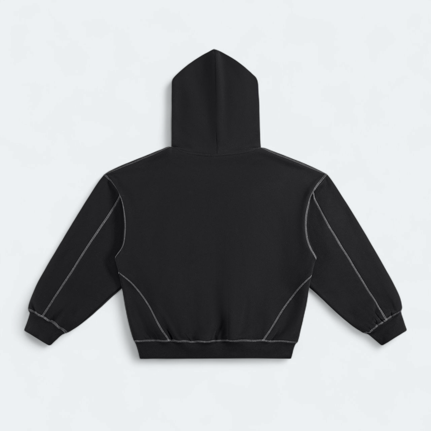 Contrast-Stitched Boxy Fleece Hoodie