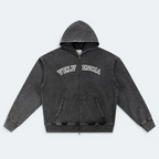Snow Wash Oversized Zip-Up Hoodie