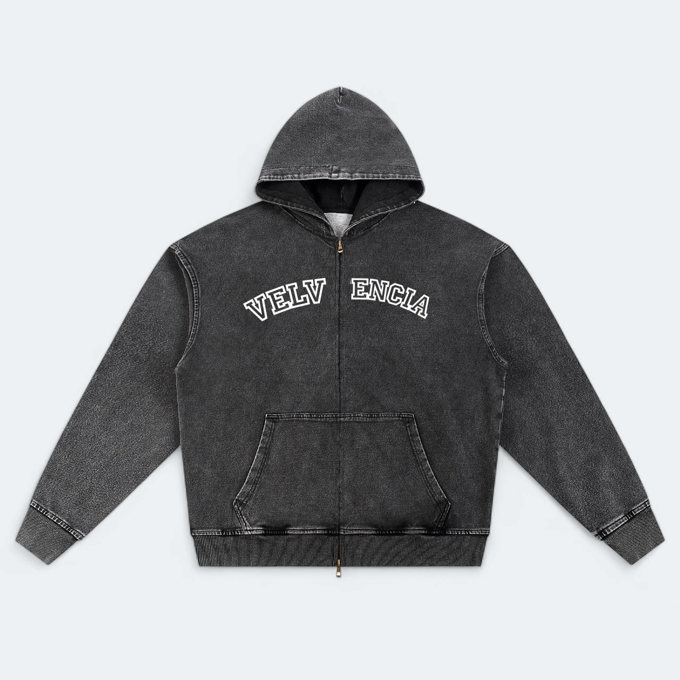 Snow Wash Oversized Zip-Up Hoodie