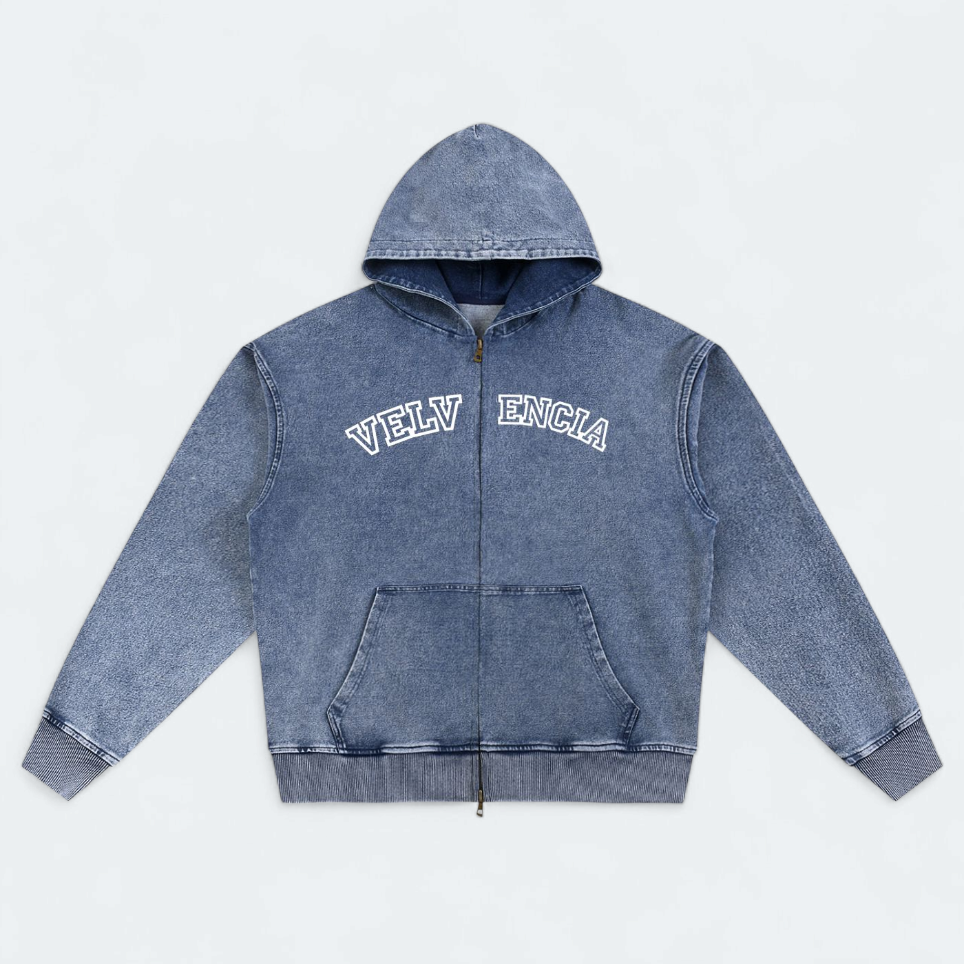 Snow Wash Oversized Zip-Up Hoodie