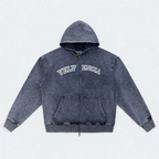 Snow Wash Oversized Zip-Up Hoodie