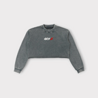 Snow Washed Raw Edge Cropped Sweatshirt