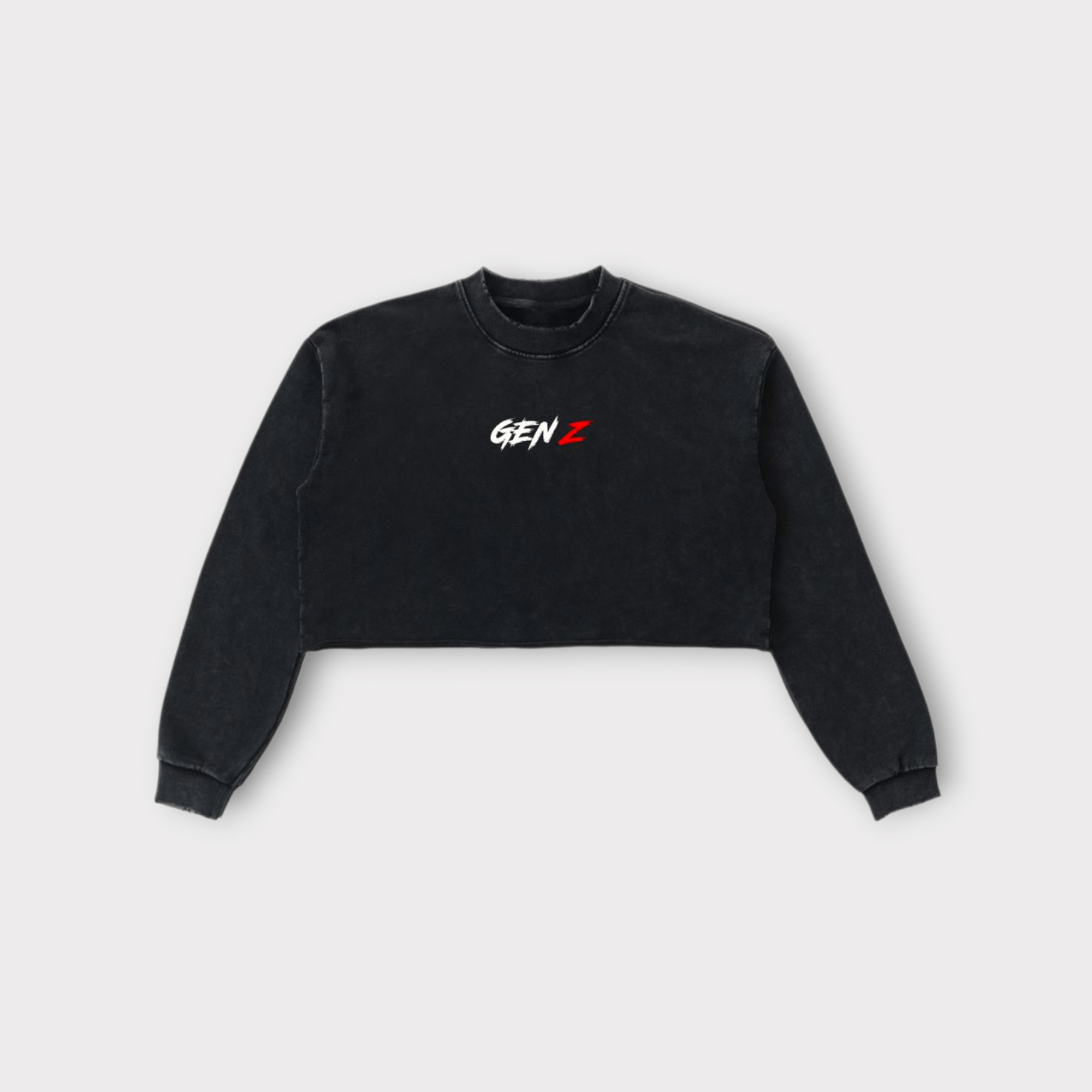 Snow Washed Raw Edge Cropped Sweatshirt