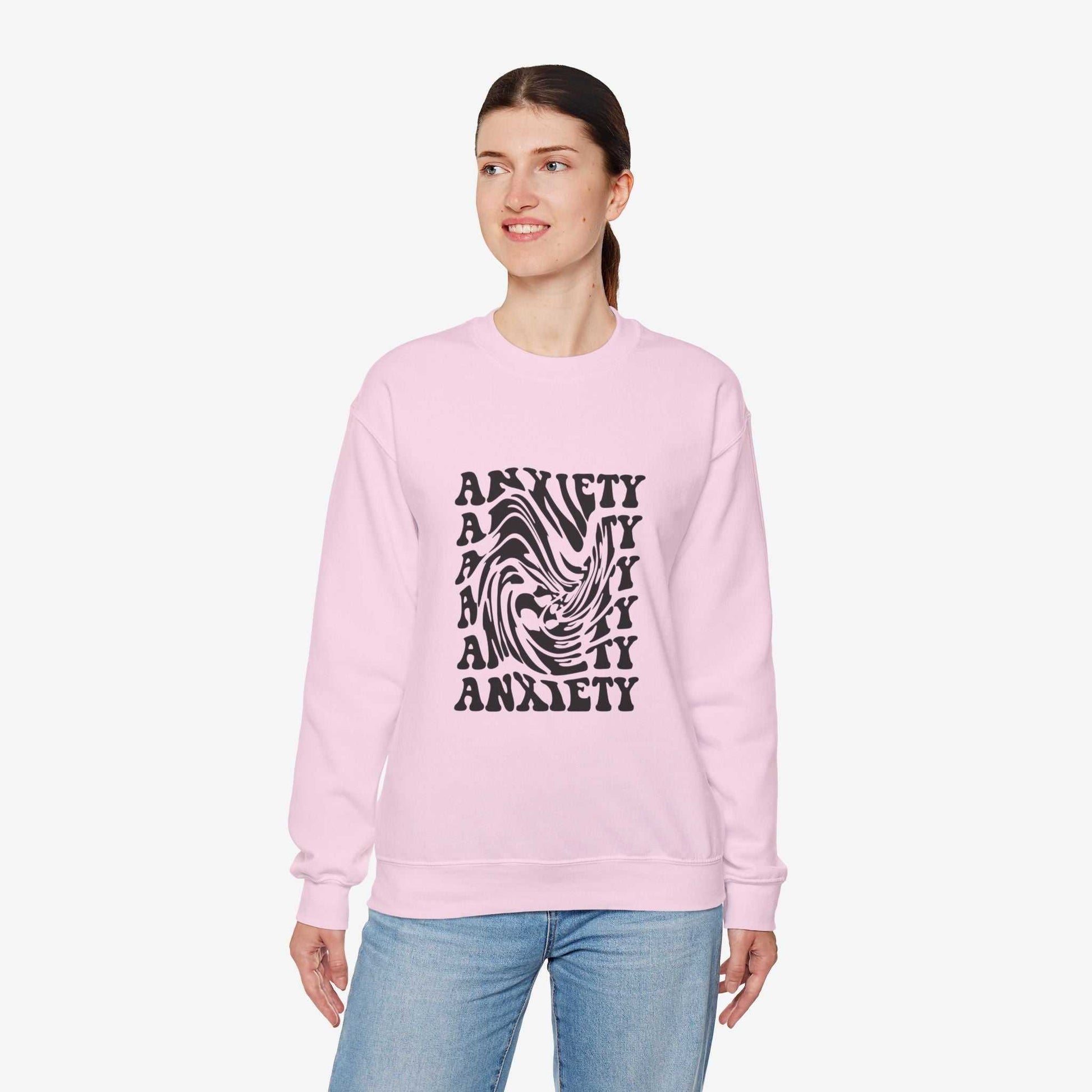 Unisex Anxiety Art Crewneck Sweatshirt - Heavy Blend, Stylish Comfort for Mental Health Awareness