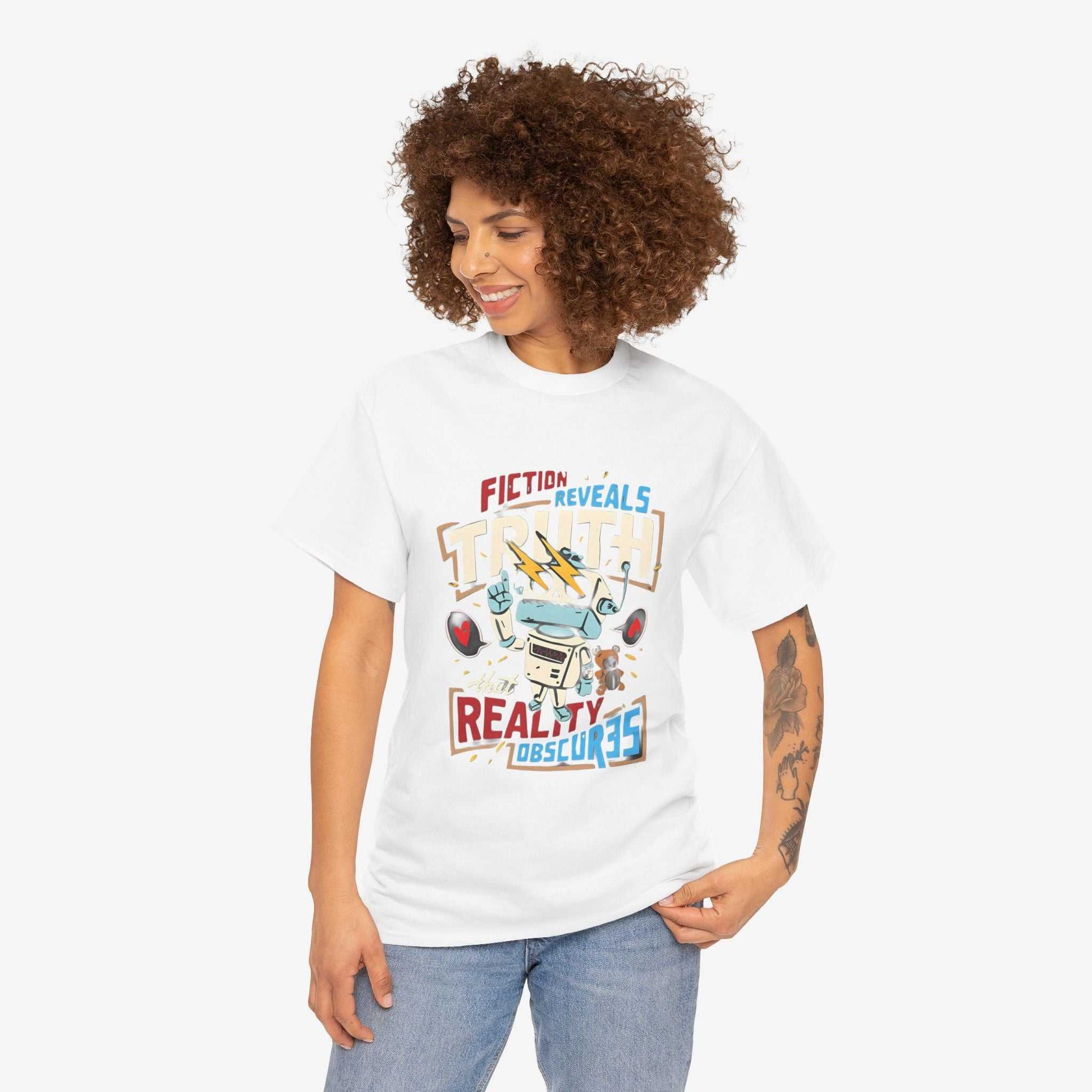 Unisex Heavy Cotton Tee - Fiction Reveals Truth Graphic Shirt