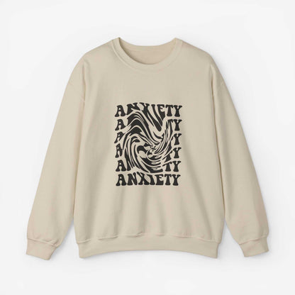 Unisex Anxiety Art Crewneck Sweatshirt - Heavy Blend, Stylish Comfort for Mental Health Awareness