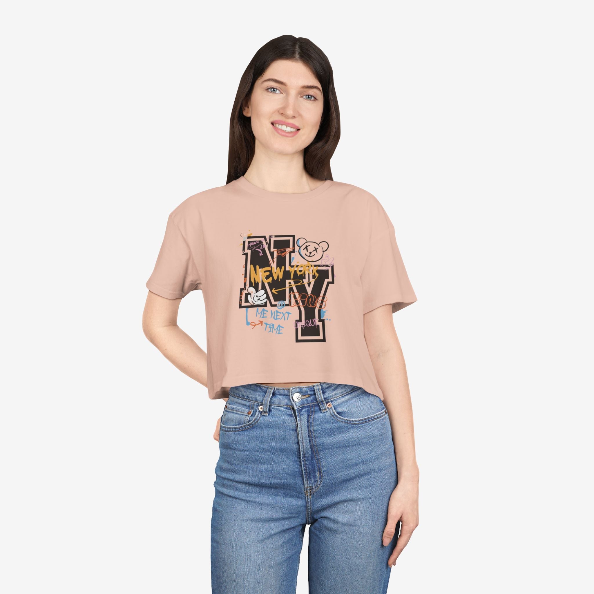 Stylish NY Graphic Women's Crop Tee