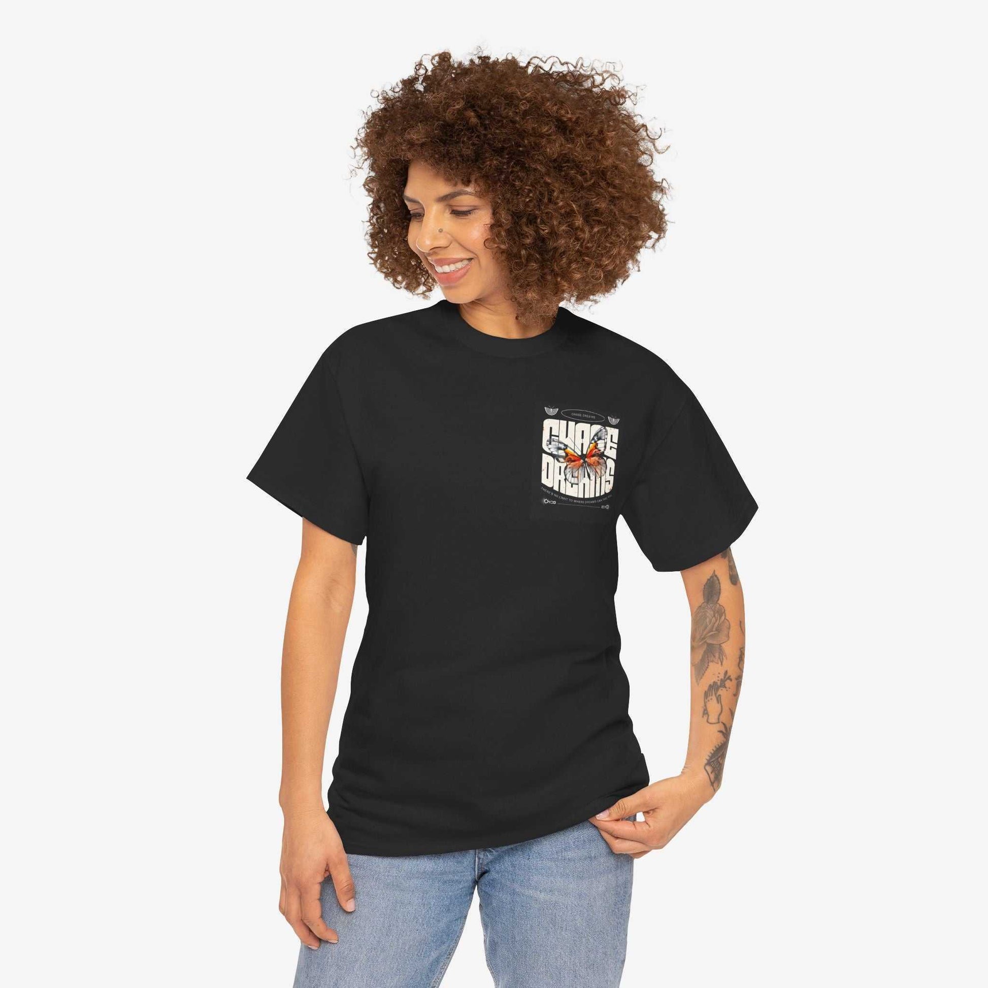 Chase Dreams Unisex Heavy Cotton Tee | Inspirational Butterfly Design