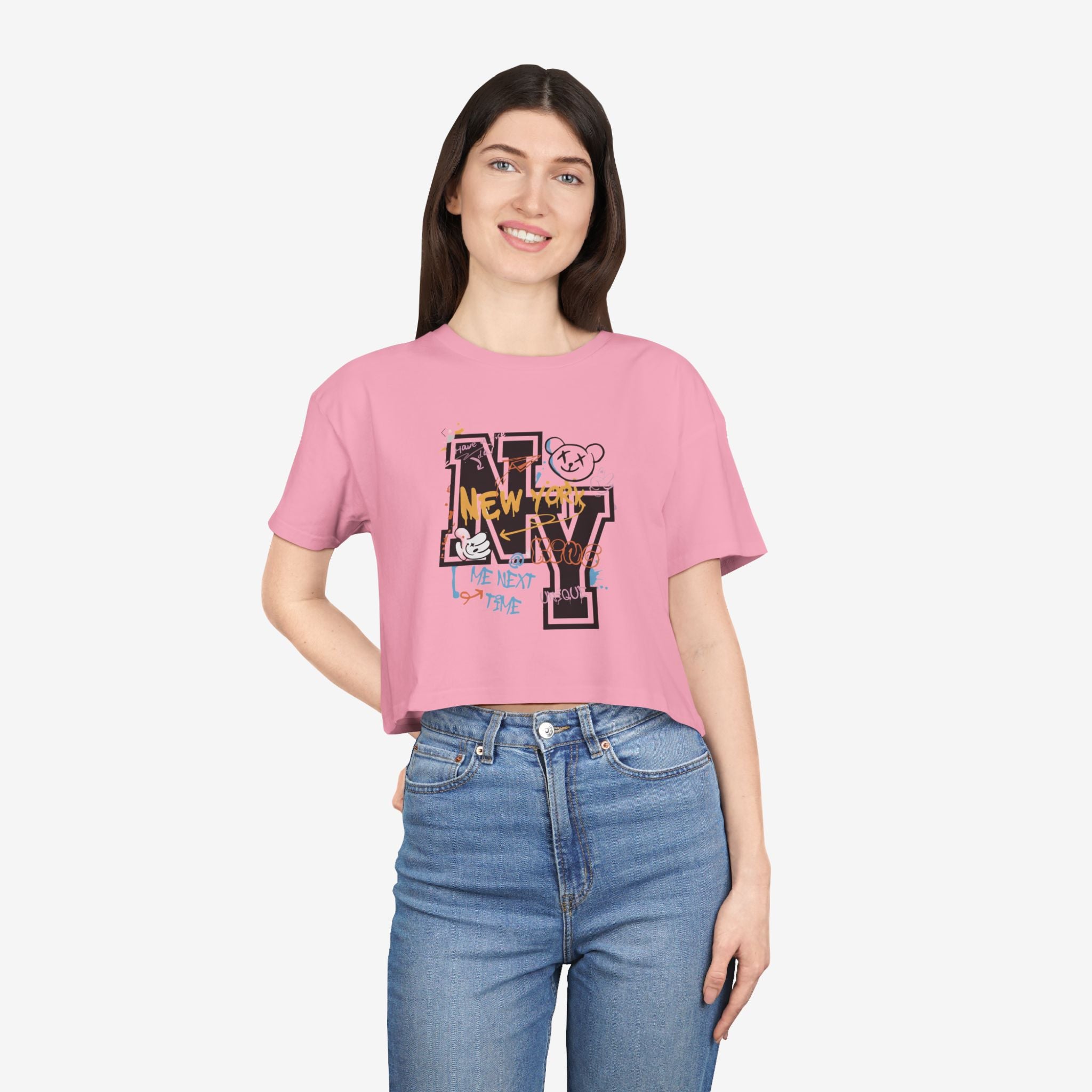 Stylish NY Graphic Women's Crop Tee