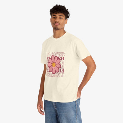 Retro Flower Unisex Heavy Cotton Tee for Nature Lovers