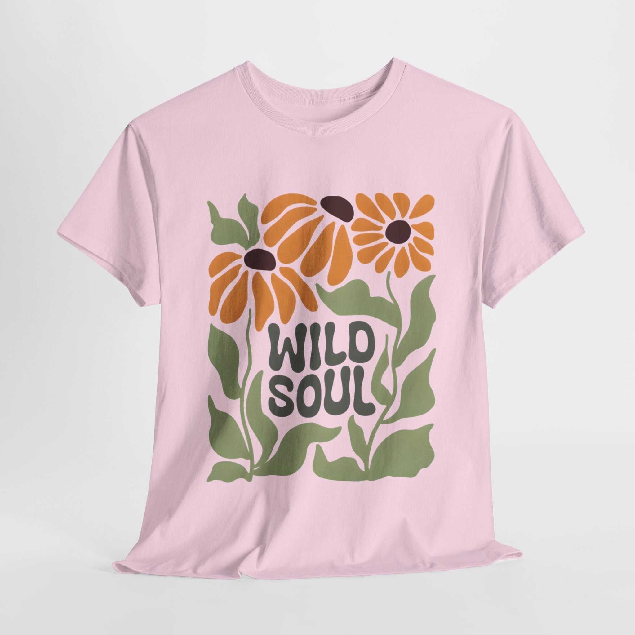 Wild Soul Unisex Heavy Cotton Tee - Nature Inspired Floral T-Shirt