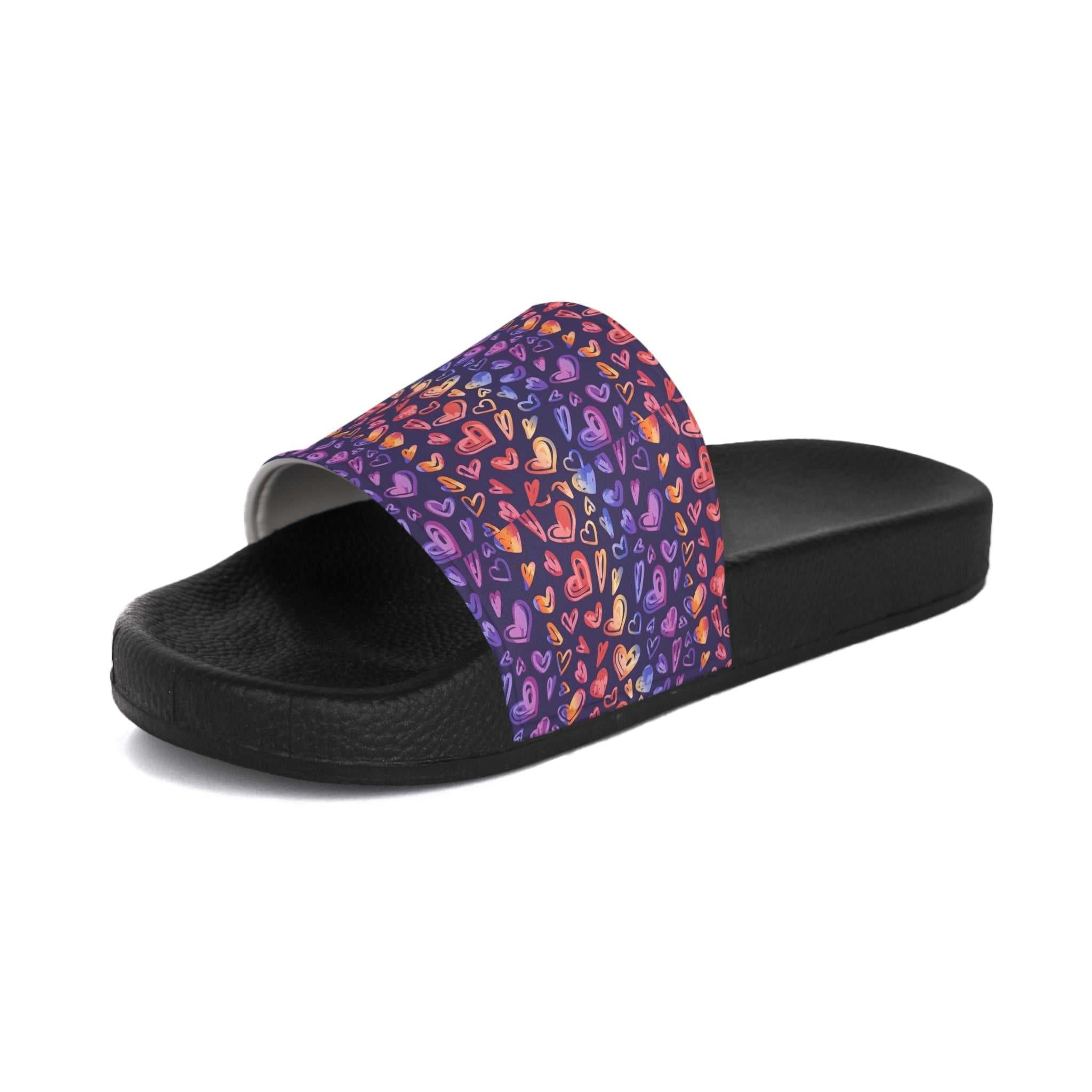 Vibrant Heart Pattern Men's Slide Sandals - Comfortable Casual Footwear