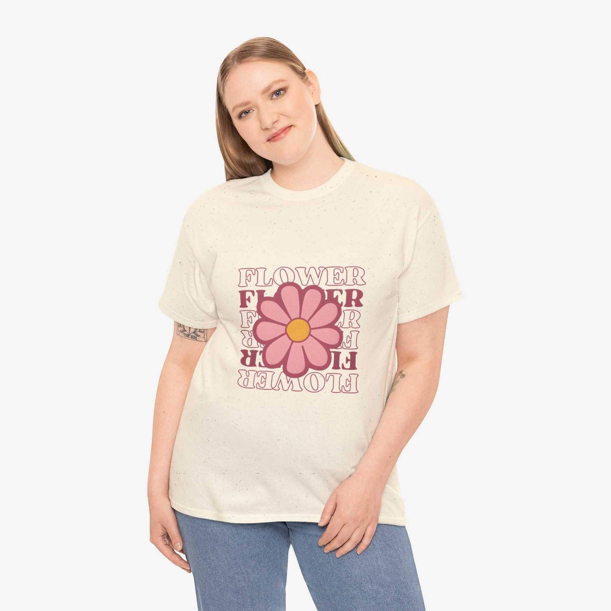 Retro Flower Unisex Heavy Cotton Tee for Nature Lovers