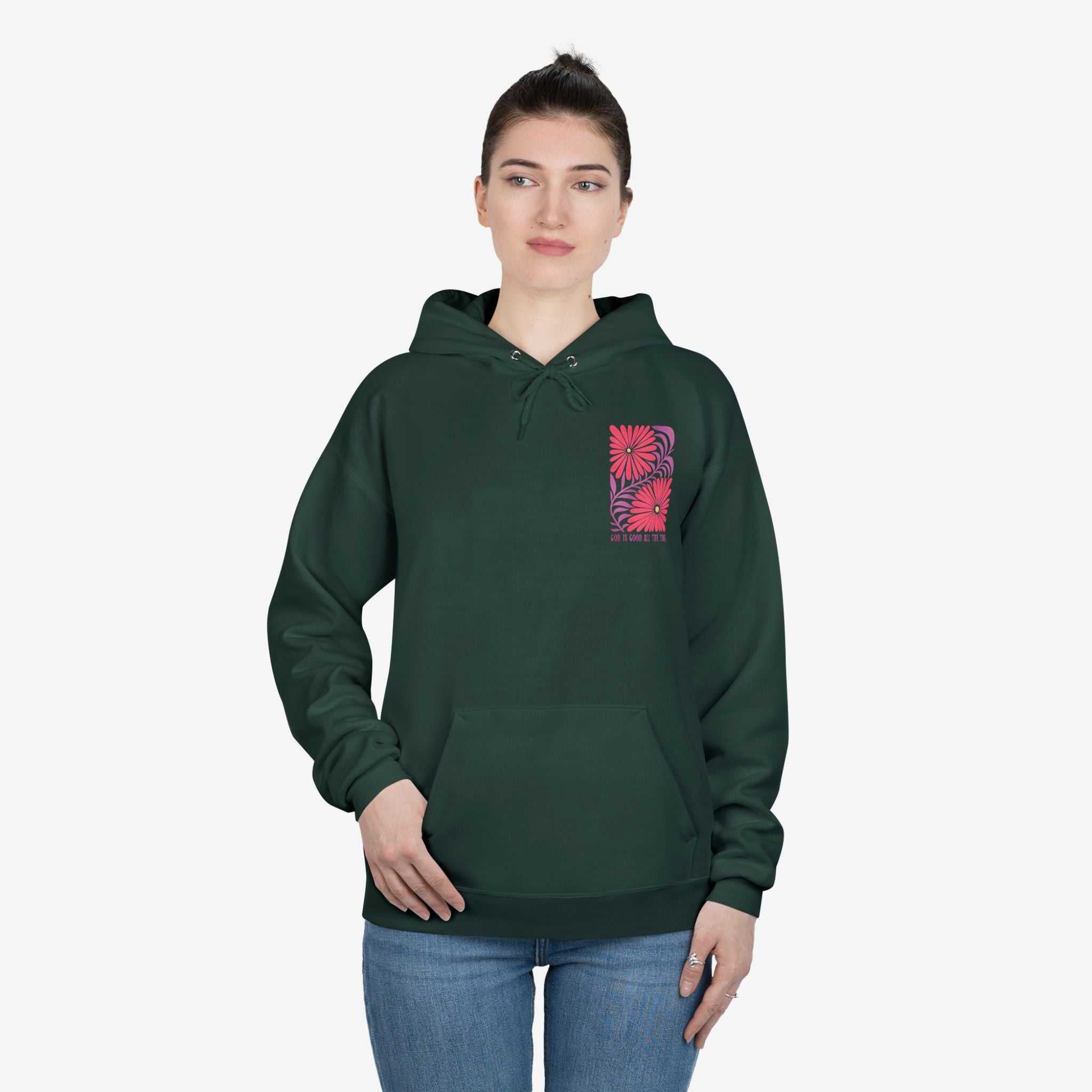 Eco-Friendly Floral God is Good Hoodie - Unisex Pullover Sweatshirt