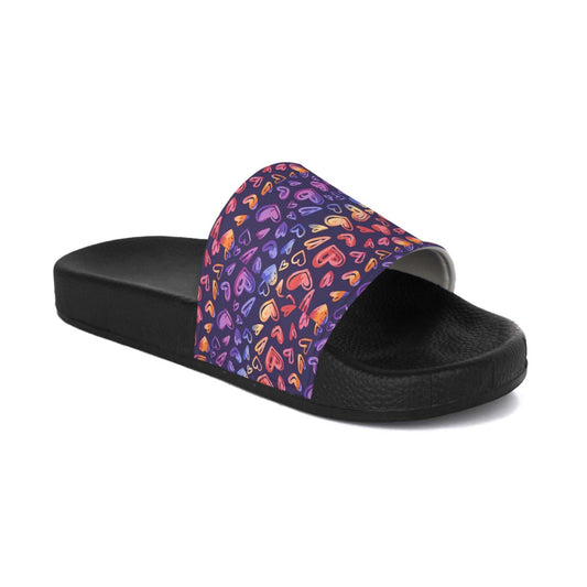 Vibrant Heart Pattern Men's Slide Sandals - Comfortable Casual Footwear