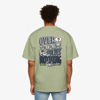 Men's Heavy Oversized Tee - "Overthinking Solves Nothing" Graphic Shirt