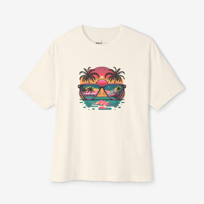Tropical Sunset Oversized Boxy Tee