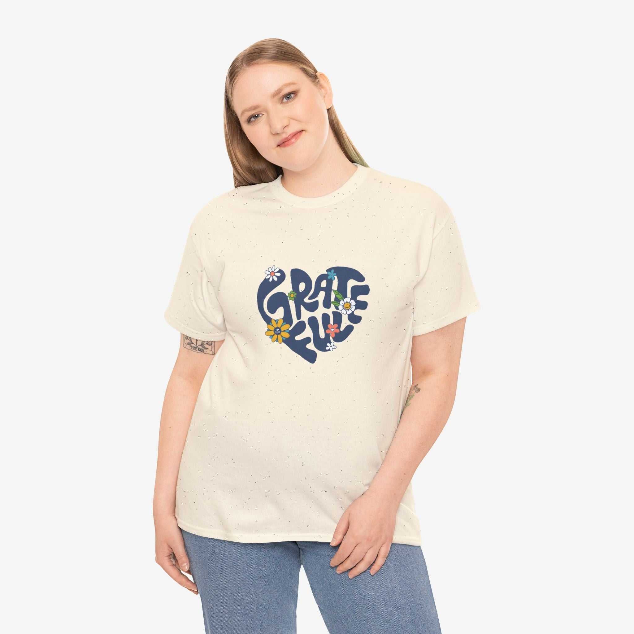 Grateful Heart Unisex Heavy Cotton Tee - Feel Good Apparel for Positivity Lovers