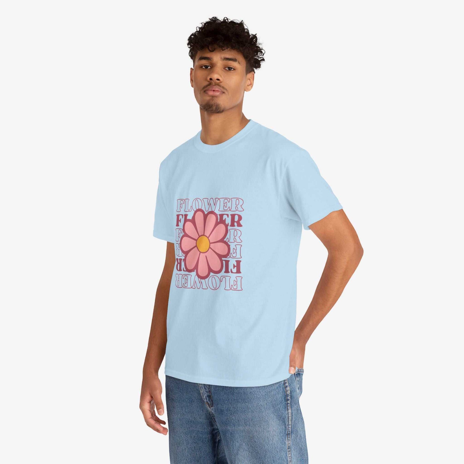 Retro Flower Unisex Heavy Cotton Tee for Nature Lovers