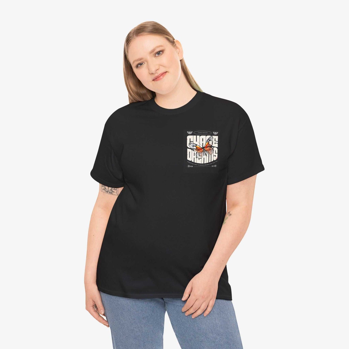 Chase Dreams Unisex Heavy Cotton Tee | Inspirational Butterfly Design