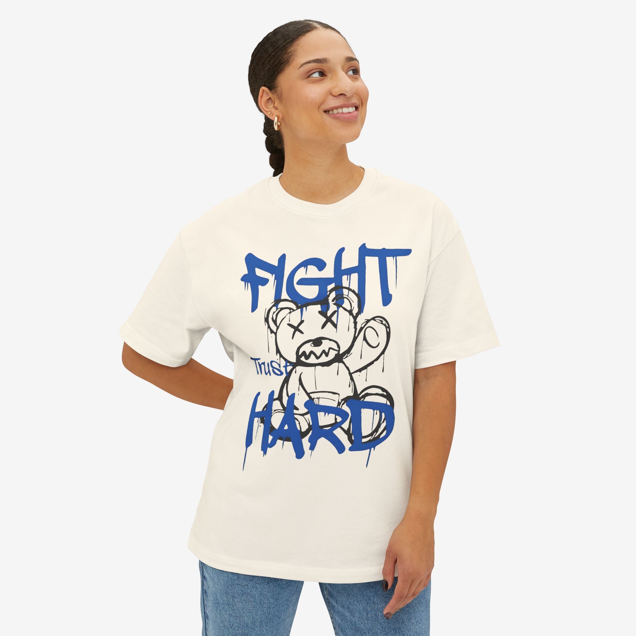 Fight Hard Graphic Oversized Tee