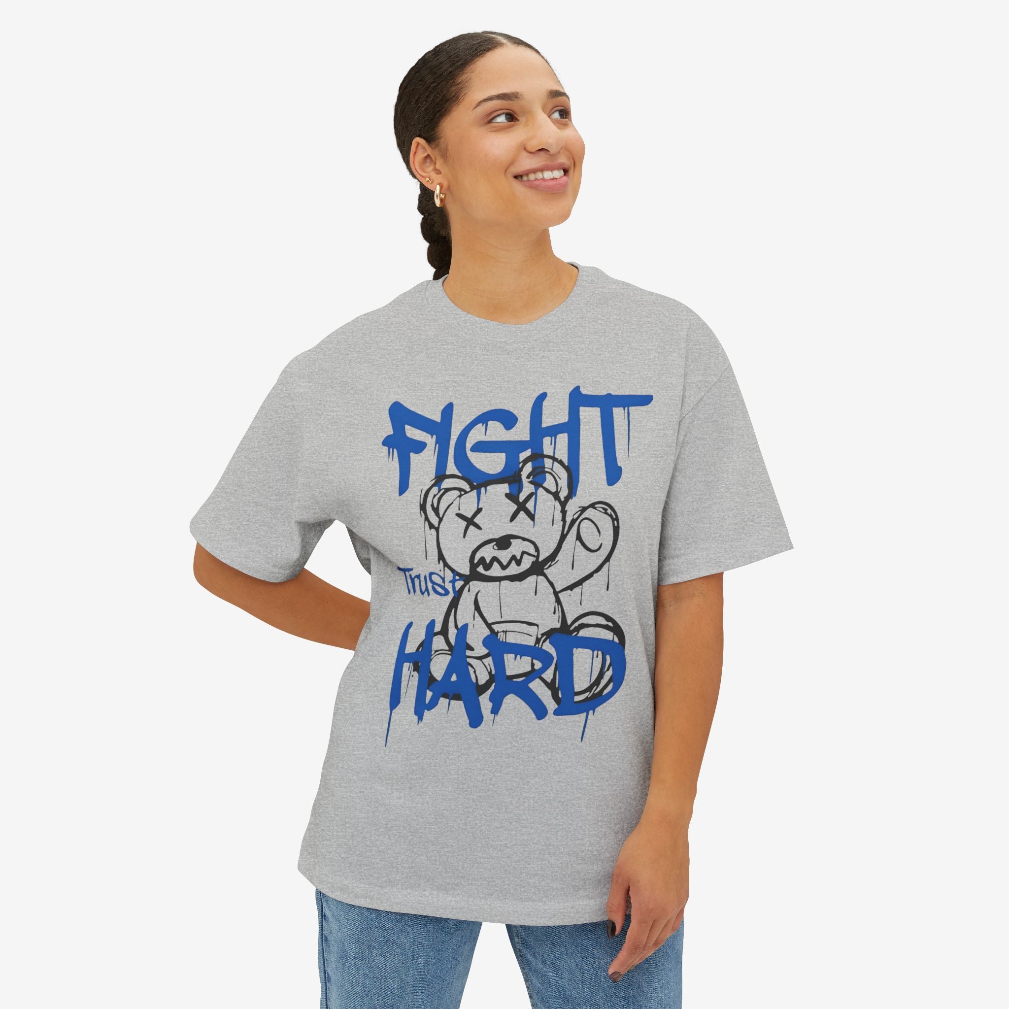 Fight Hard Graphic Oversized Tee