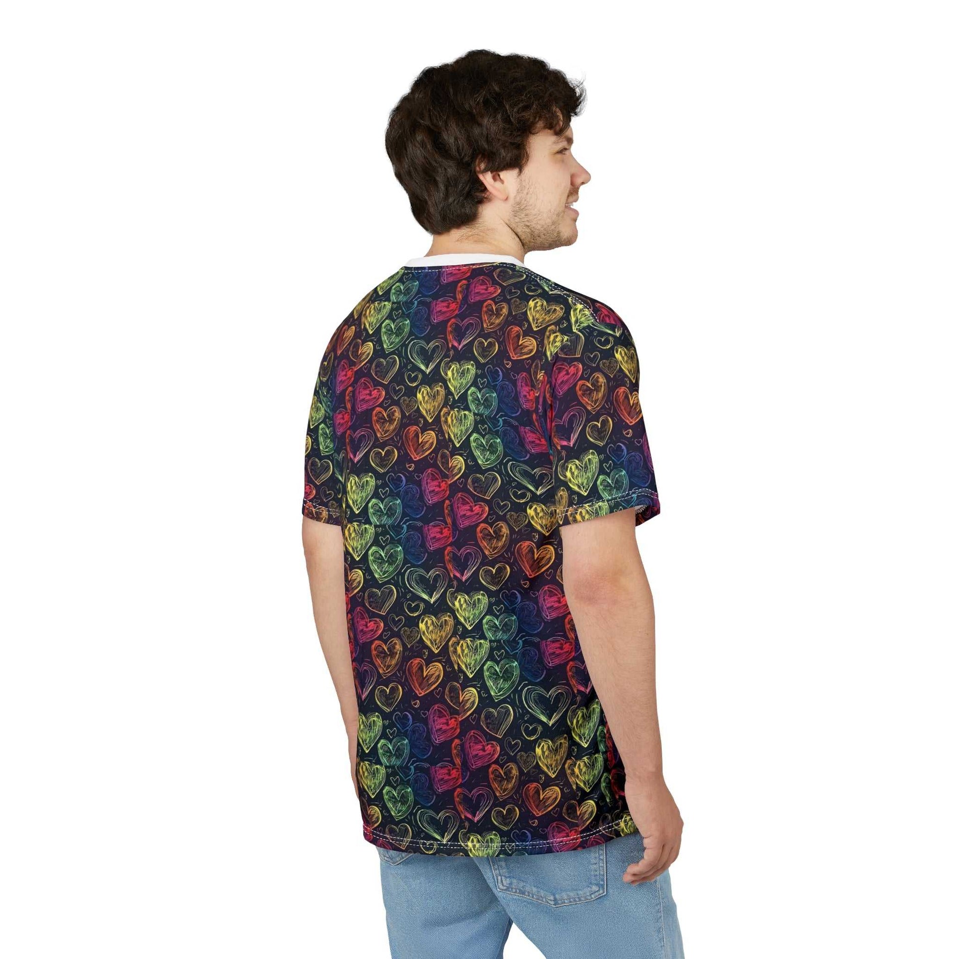 Colorful Heart Pattern Unisex Tee - Perfect for Valentine's Day & Everyday Wear