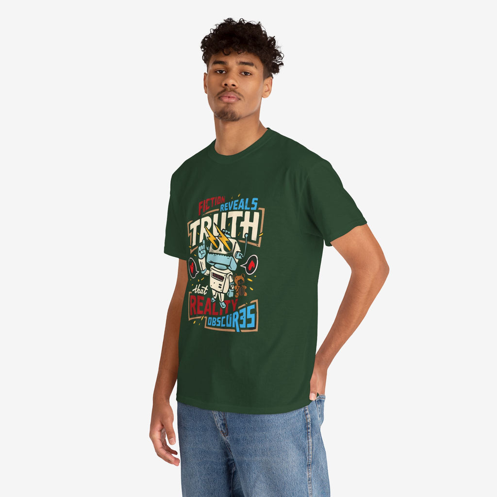 Unisex Heavy Cotton Tee - Fiction Reveals Truth Graphic Shirt