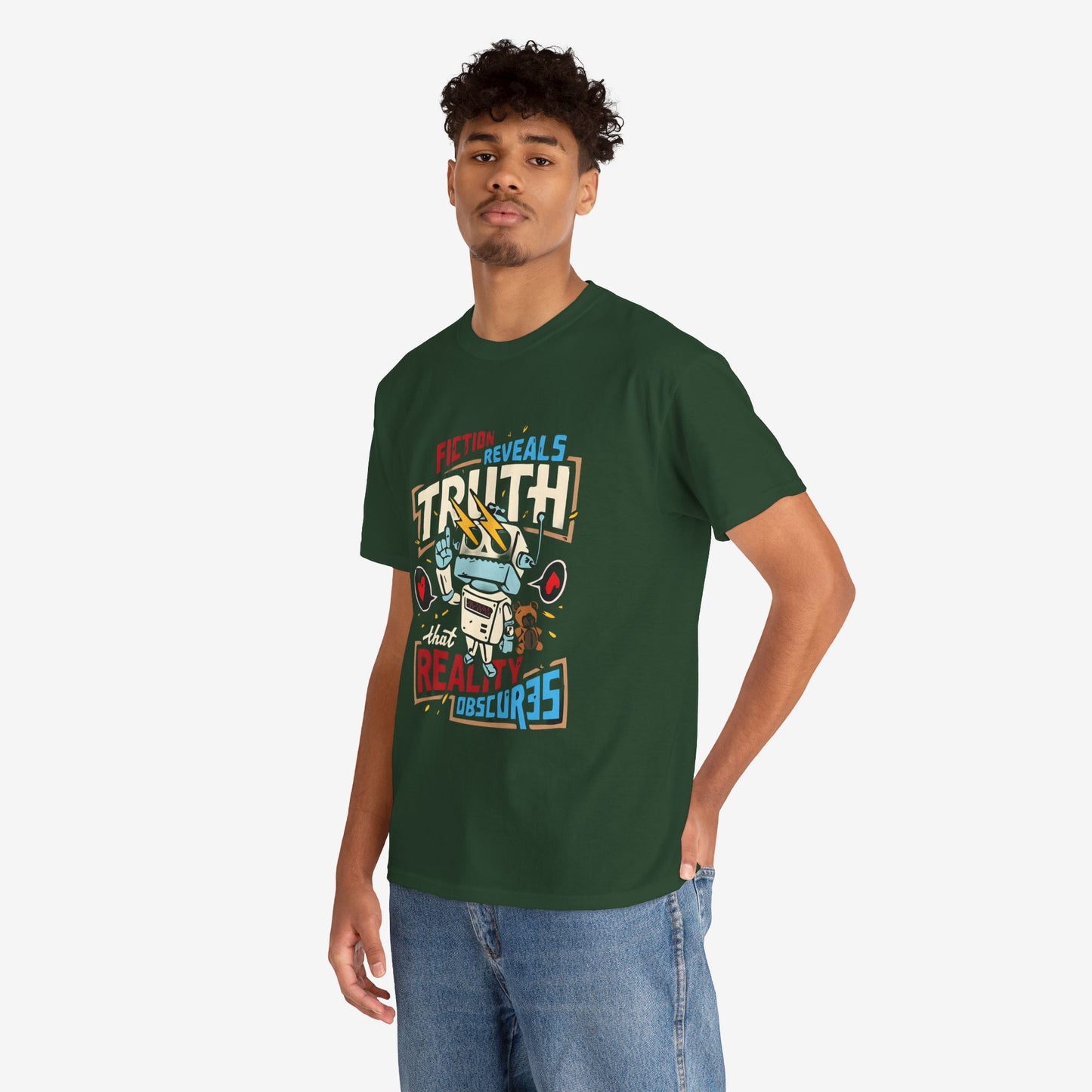 Unisex Heavy Cotton Tee - Fiction Reveals Truth Graphic Shirt