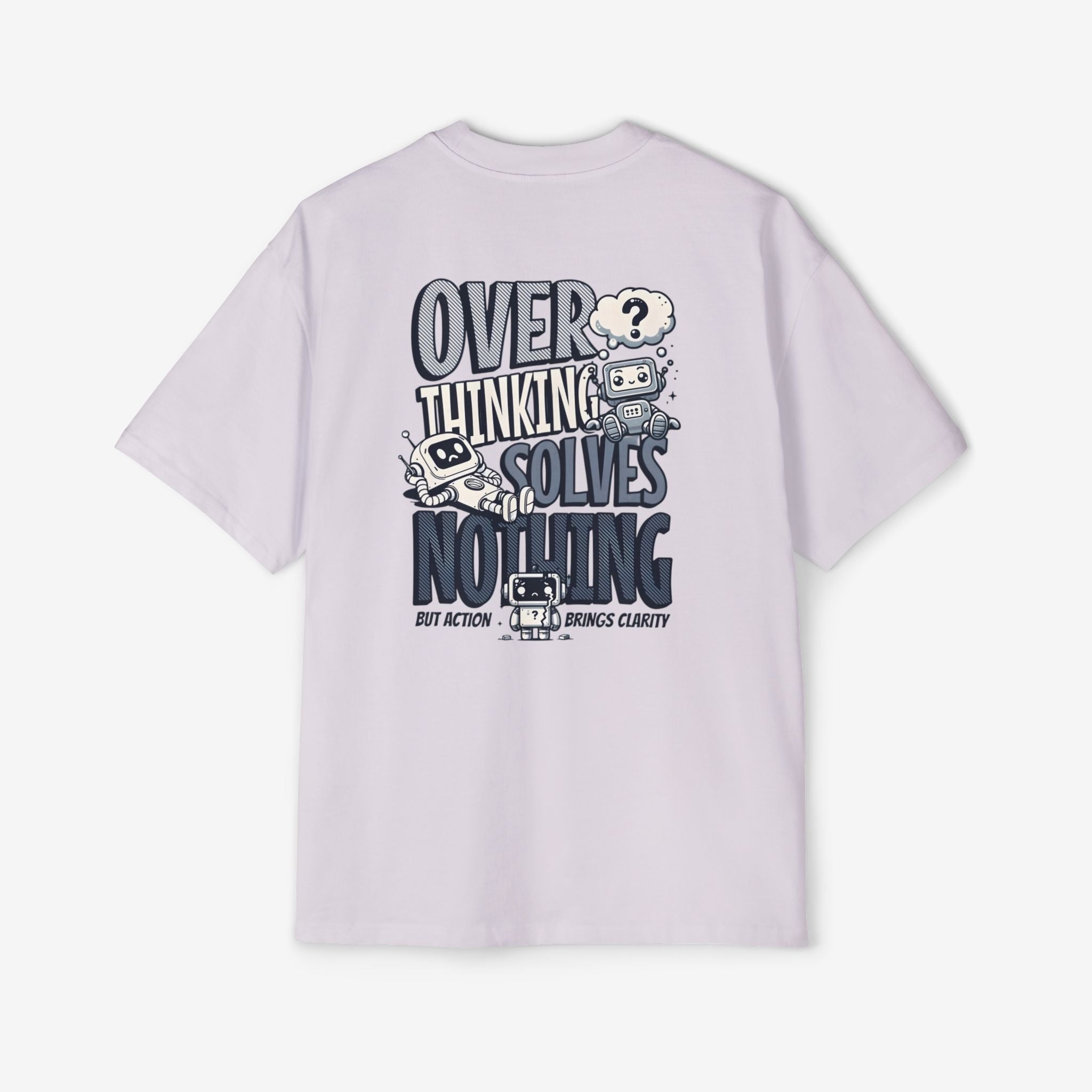 Men's Heavy Oversized Tee - "Overthinking Solves Nothing" Graphic Shirt