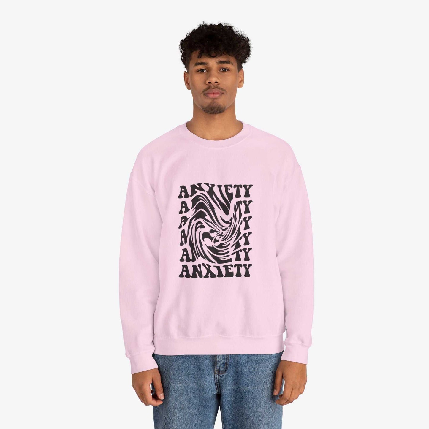 Unisex Anxiety Art Crewneck Sweatshirt - Heavy Blend, Stylish Comfort for Mental Health Awareness