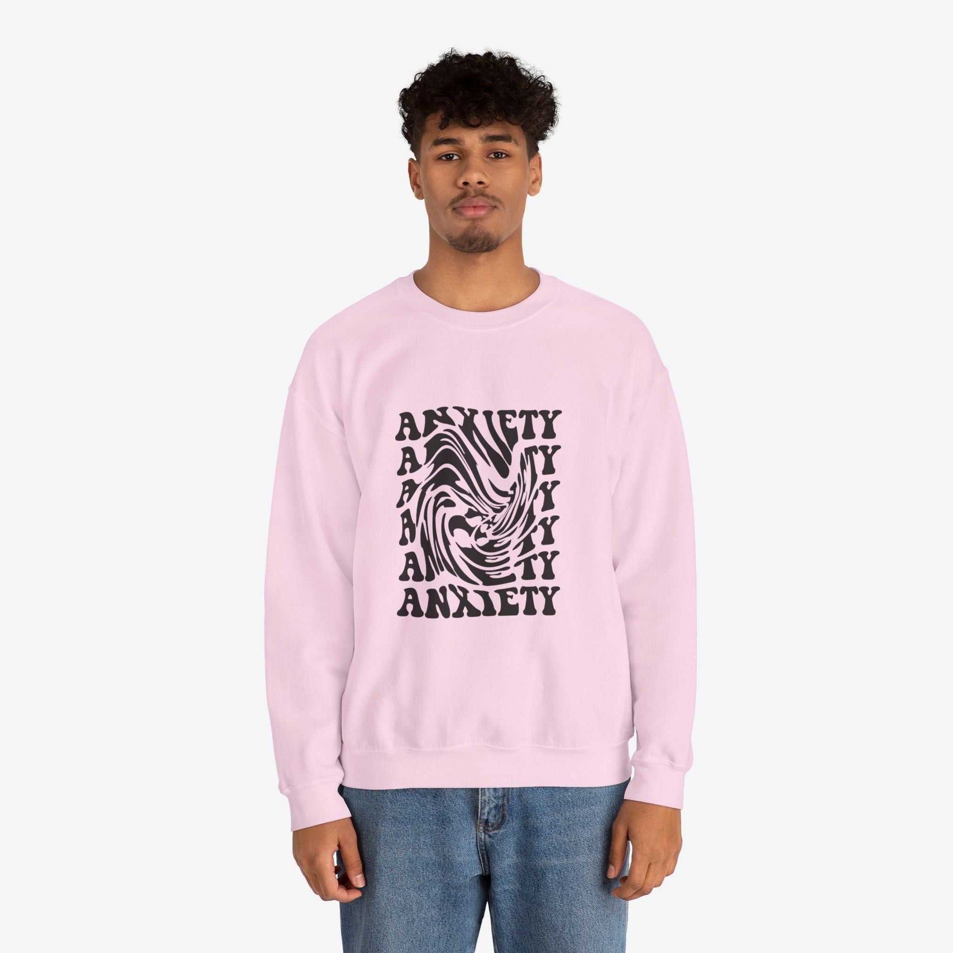 Unisex Anxiety Art Crewneck Sweatshirt - Heavy Blend, Stylish Comfort for Mental Health Awareness