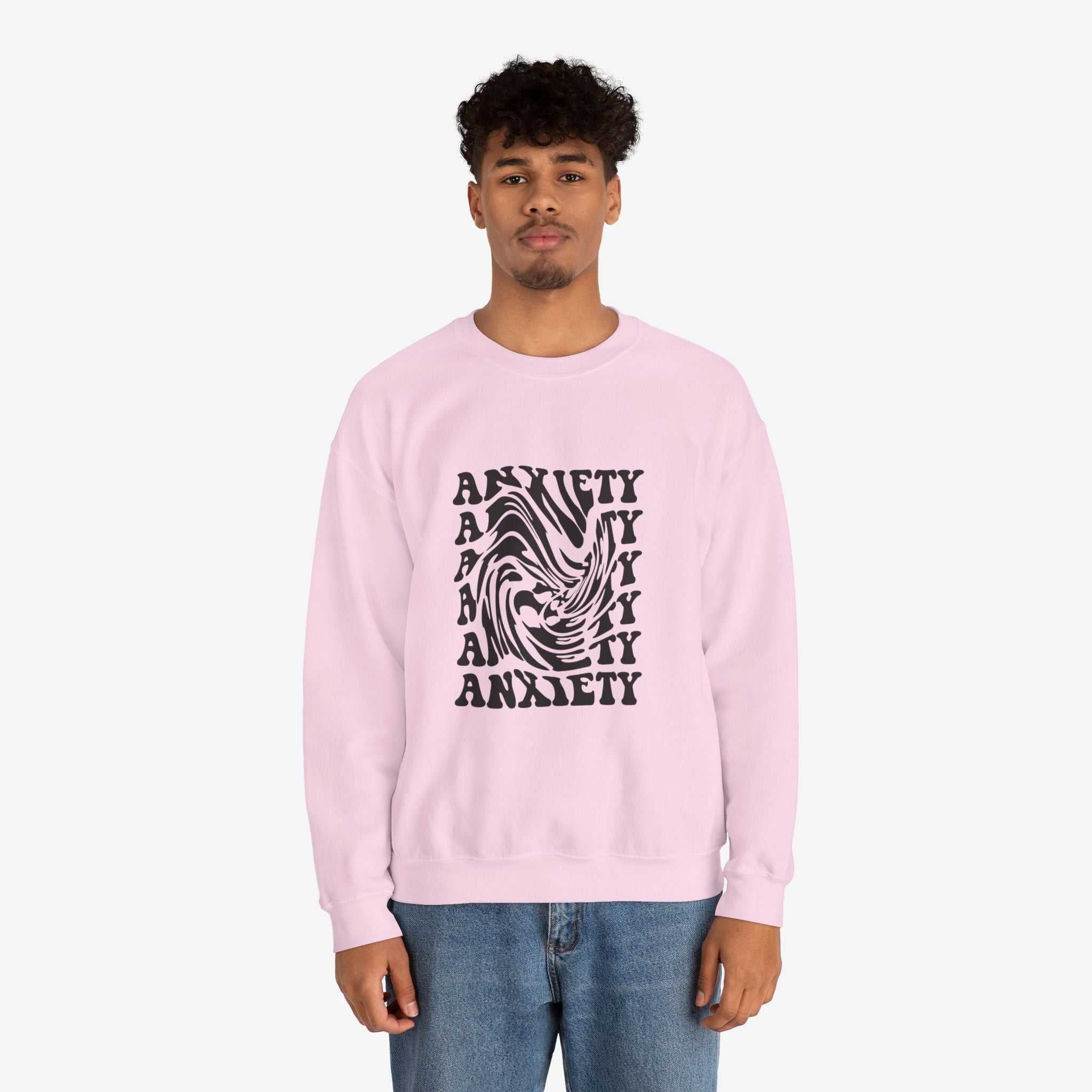 Unisex Anxiety Art Crewneck Sweatshirt - Heavy Blend, Stylish Comfort for Mental Health Awareness