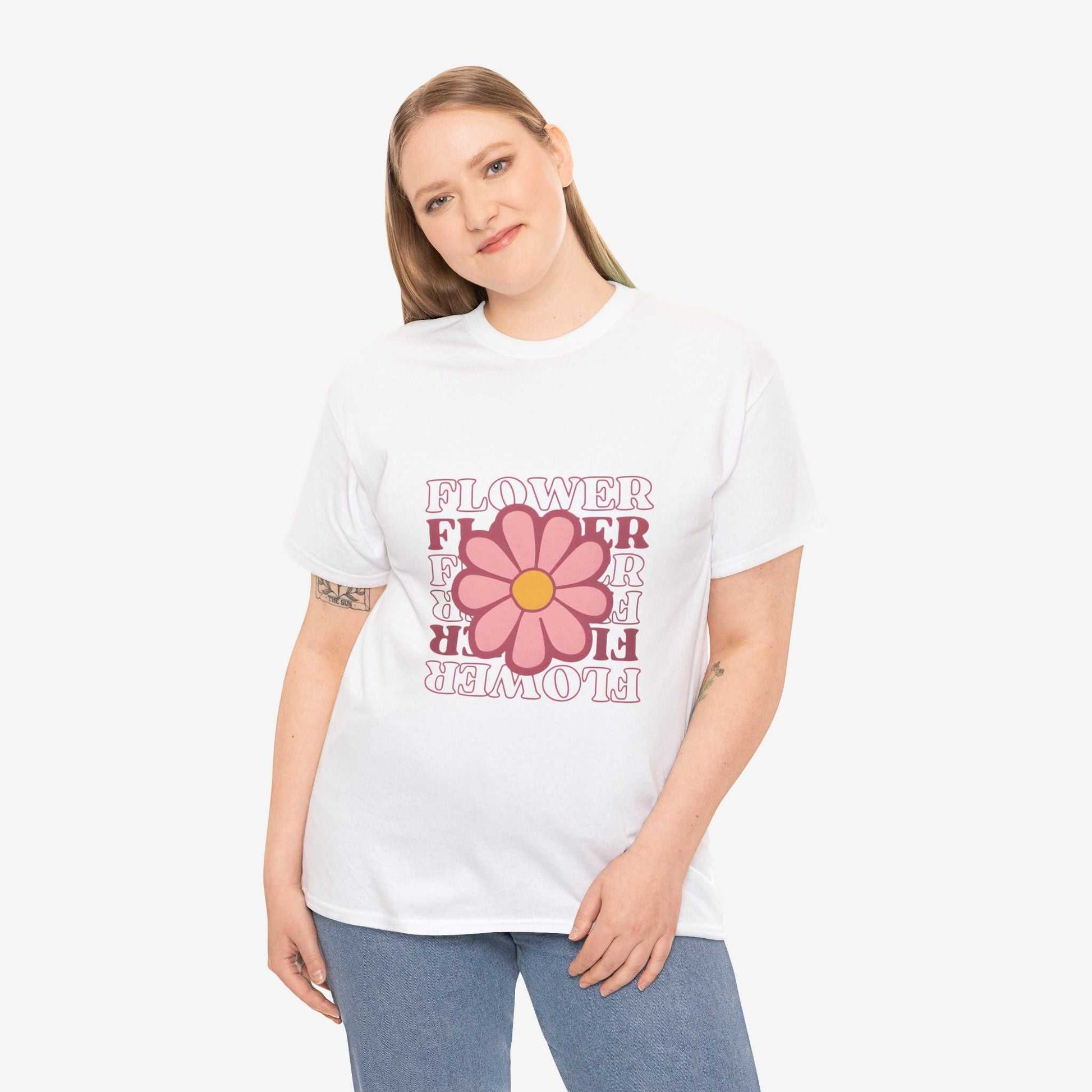 Retro Flower Unisex Heavy Cotton Tee for Nature Lovers