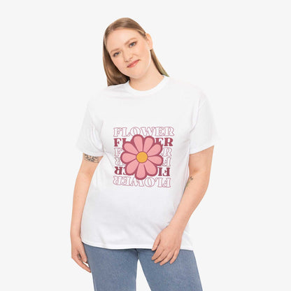 Retro Flower Unisex Heavy Cotton Tee for Nature Lovers