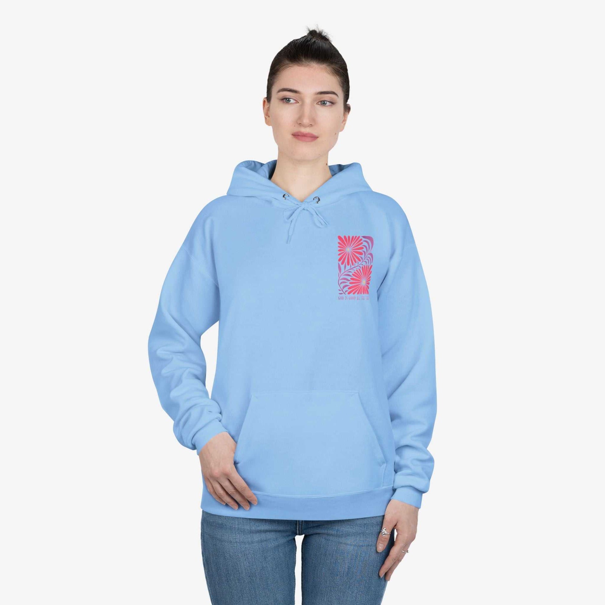 Eco-Friendly Floral God is Good Hoodie - Unisex Pullover Sweatshirt
