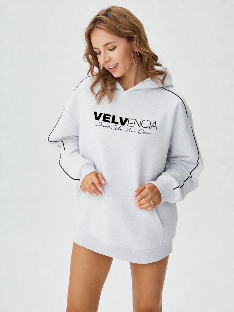 Contrast Piping Raglan Hoodie