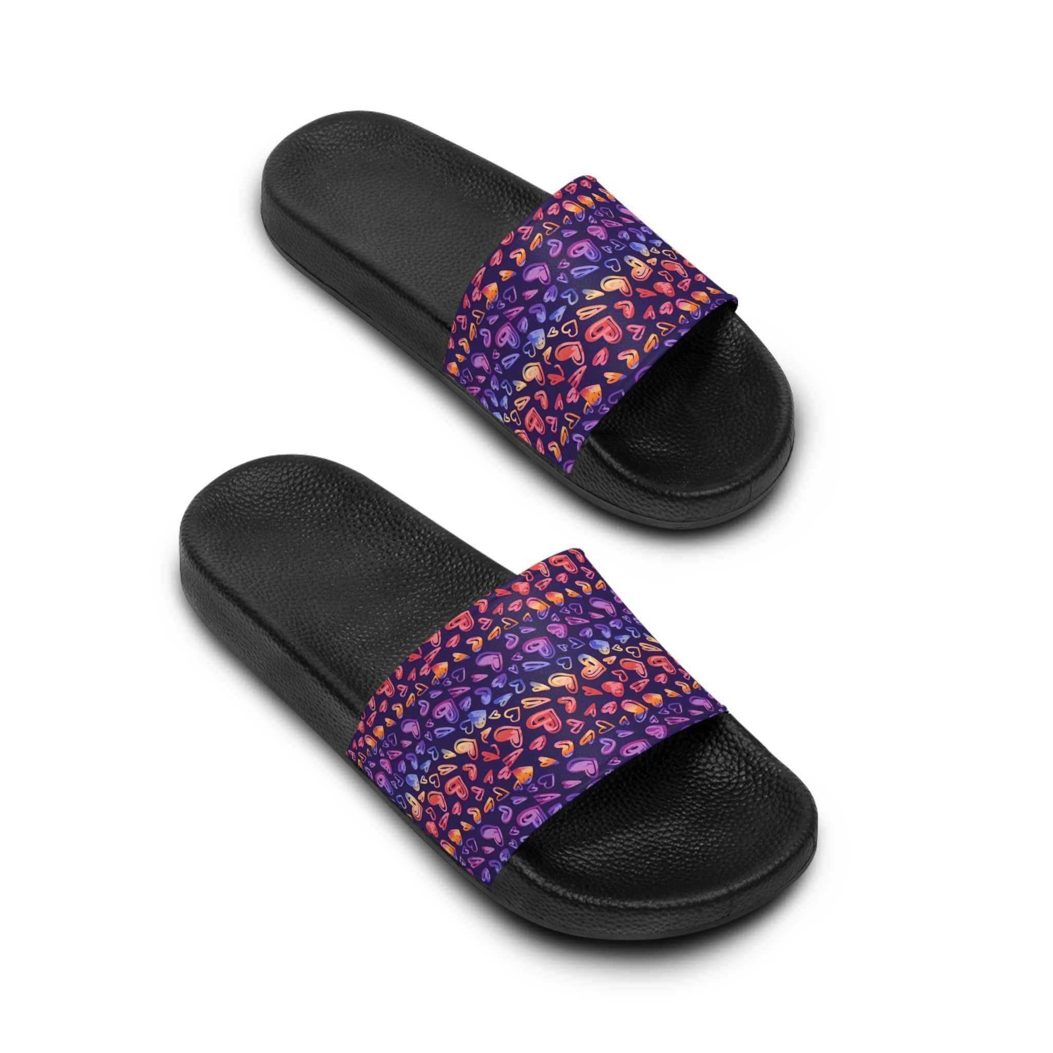 Vibrant Heart Pattern Men's Slide Sandals - Comfortable Casual Footwear