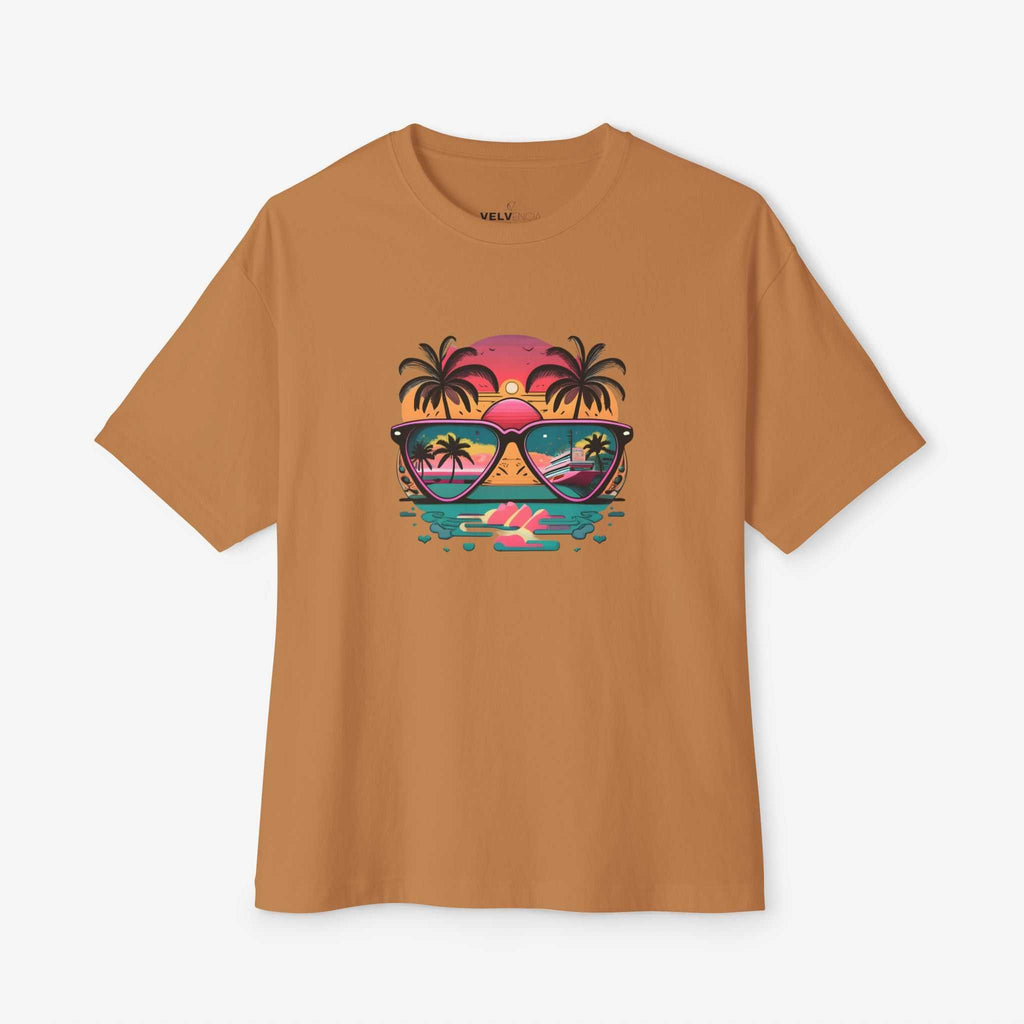 Tropical Sunset Oversized Boxy Tee