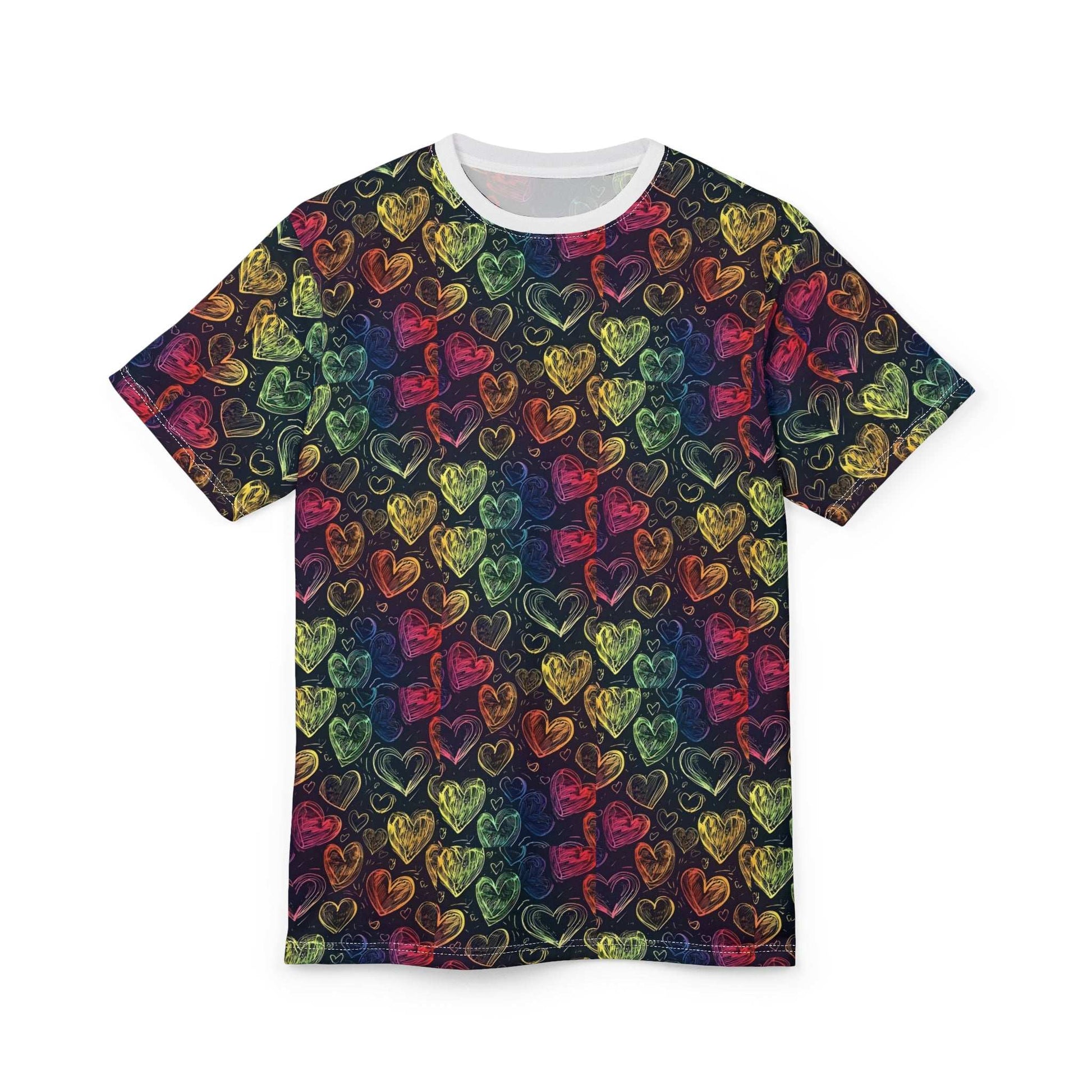 Colorful Heart Pattern Unisex Tee - Perfect for Valentine's Day & Everyday Wear