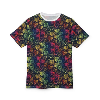 Colorful Heart Pattern Unisex Tee - Perfect for Valentine's Day & Everyday Wear