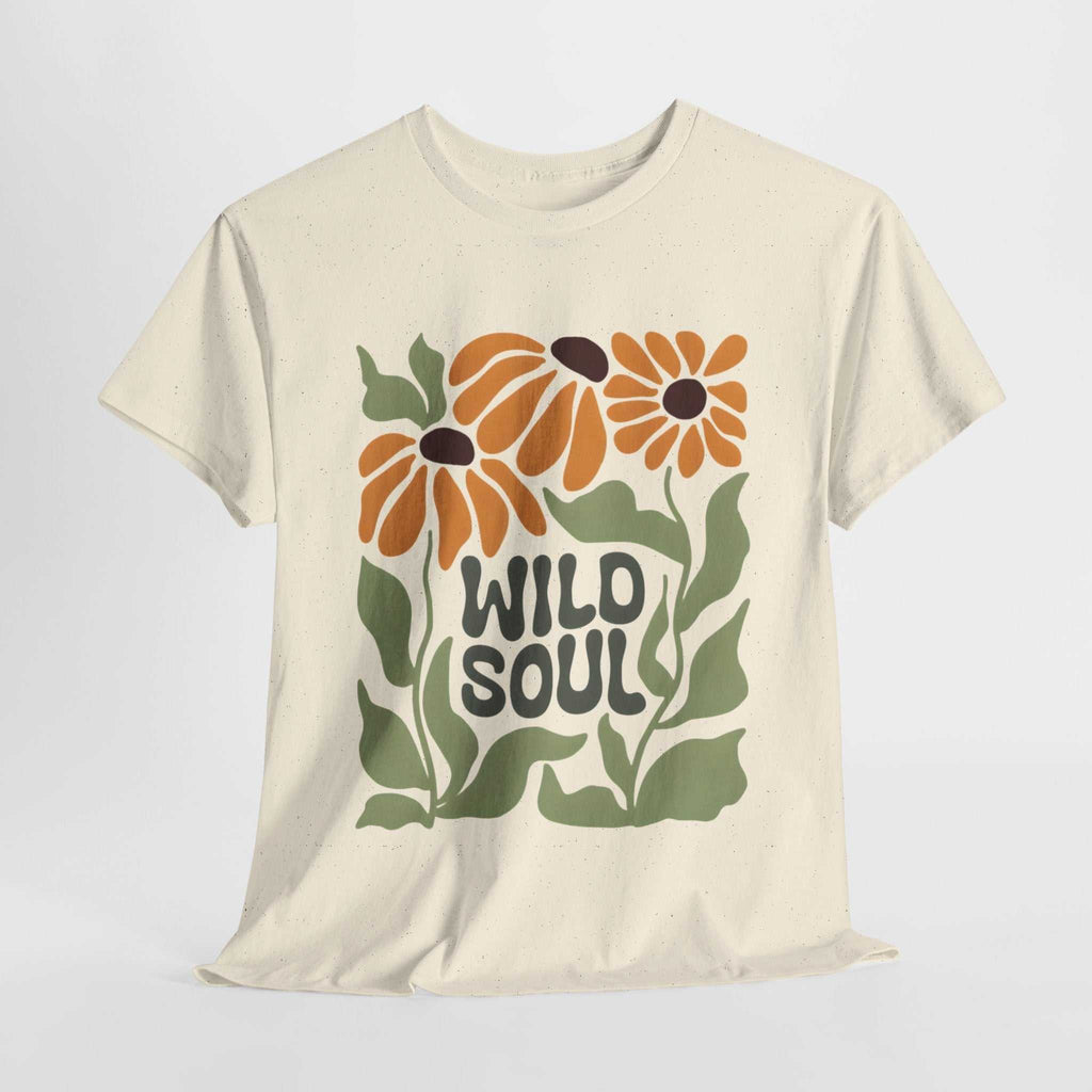 Wild Soul Unisex Heavy Cotton Tee - Nature Inspired Floral T-Shirt