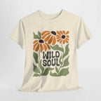 Wild Soul Unisex Heavy Cotton Tee - Nature Inspired Floral T-Shirt